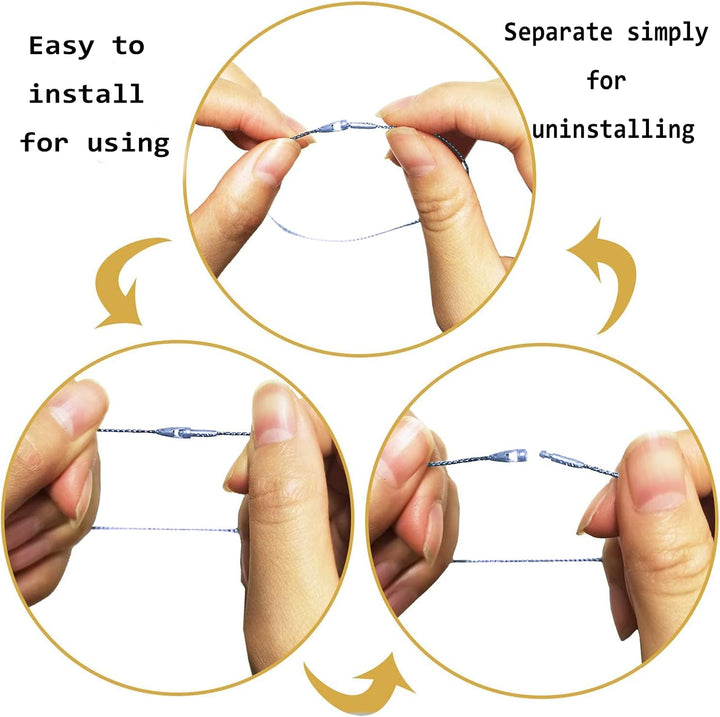200Pcs Silver Christmas Ornament String with Snap Precut Polyester Ropes Christmas Ornament String Hangers for Christmas Tree Decorations Ornaments