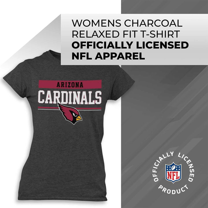 NFL Women'S Team Block Charcoal Tagless T-Shirt - Cotton Blend - Rock Game Day with Perfect Comfort & Style (Arizona Cardinals - Charcoal, Womens X-Large)