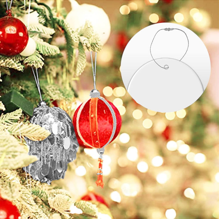 200Pcs Silver Christmas Ornament String with Snap Precut Polyester Ropes Christmas Ornament String Hangers for Christmas Tree Decorations Ornaments